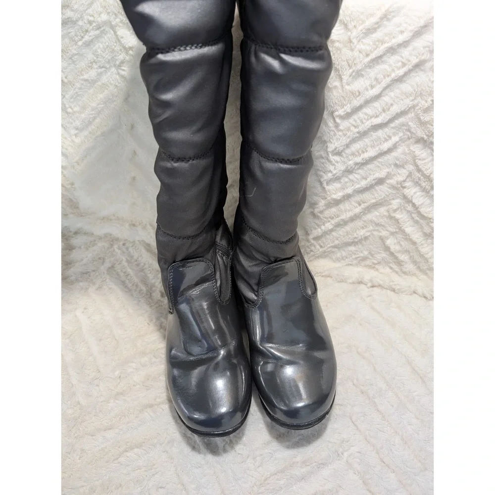 Khombu Womens Boots Size 6.5 Gray‎ Patent Abigail Faux Fur Lined Tall Winter